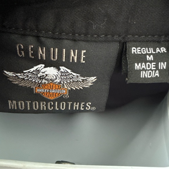 Harley Davidson Black 1 USA Mens Button Down Shirt  - Medium - Picture 6 of 8